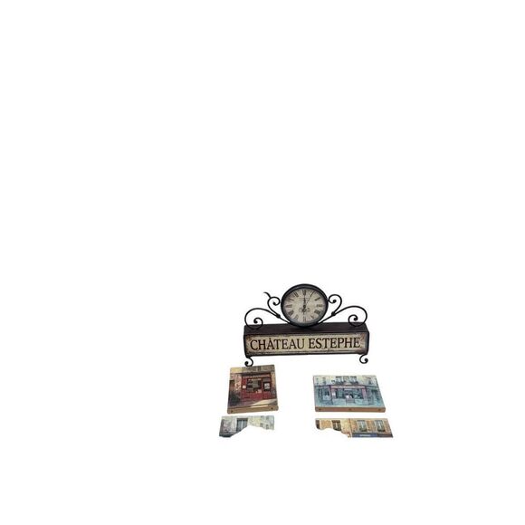 Vintage Paris Café Art Lot – Wine Decor, Clock, Wall Plaques” - Picture 5 of 16